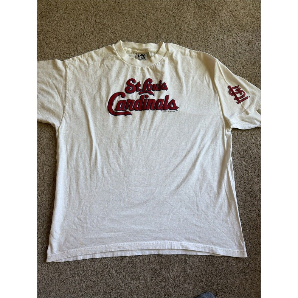Vintage 2000 Lee Sport St Louis Cardinals Puffy Paint MLB White Graphic XL Shirt